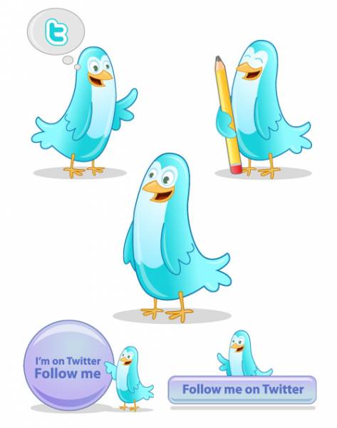 Иконки на тему Twitter (PSD)